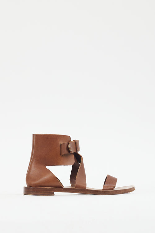 Chloé Brown Leather Strappy Sandal