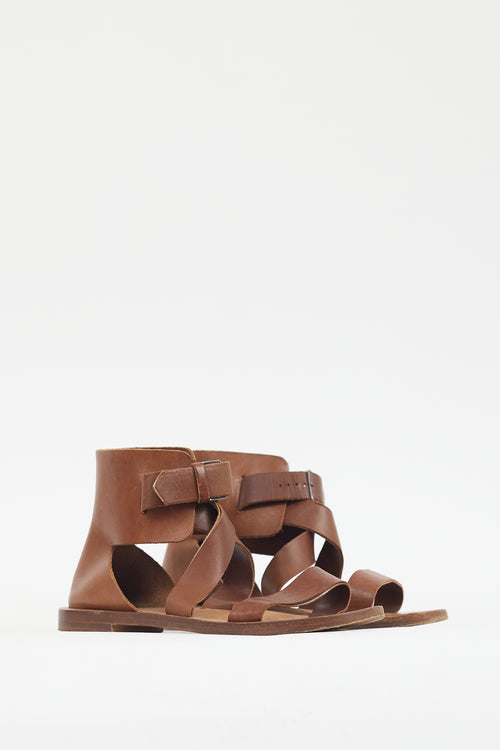 Chloé Brown Leather Strappy Sandal