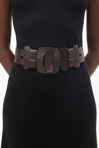 Chloé Brown Leather Woven Belt