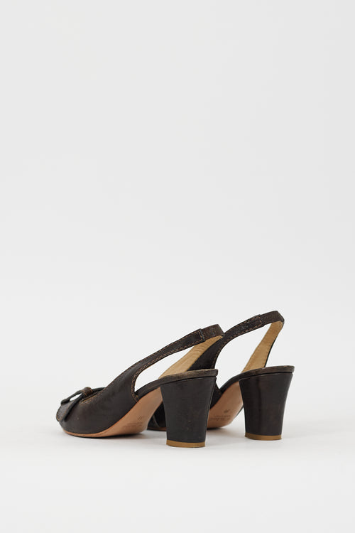 Chloé Brown Leather Slingback Heel