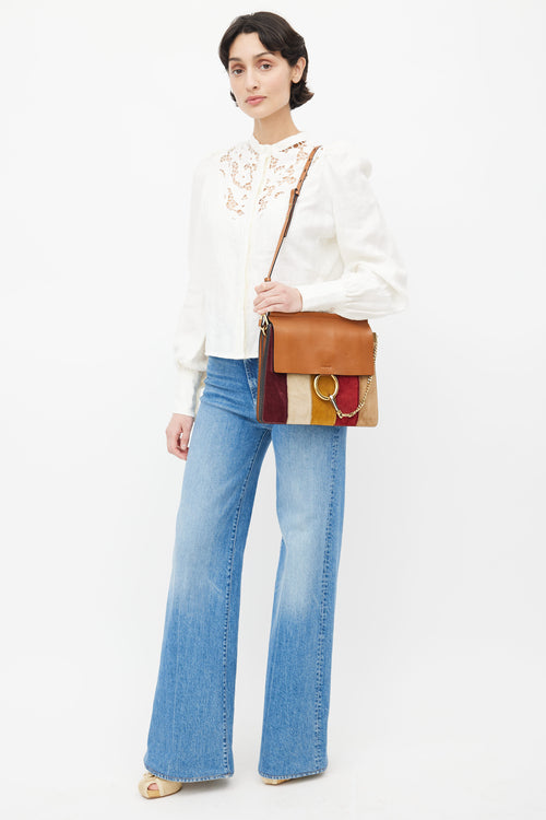 Chloé Multicolour Leather 
Suede Patchwork Faye Crossbody Bag