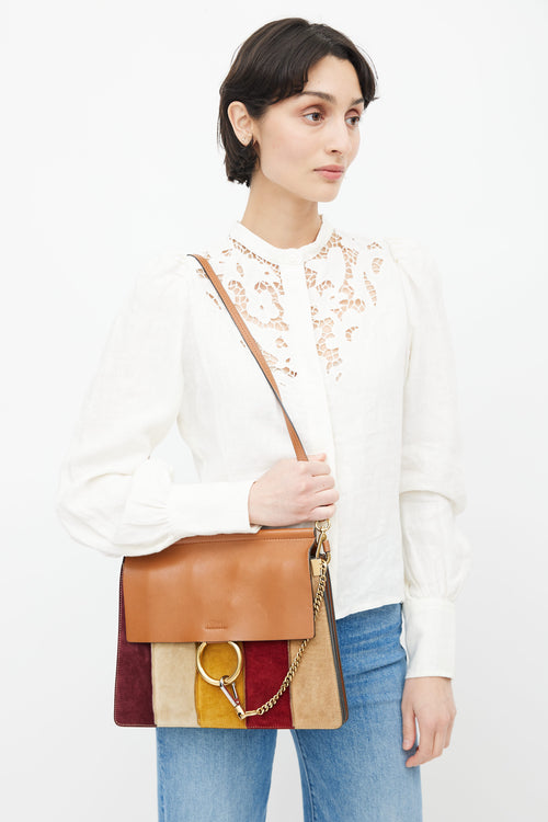 Chloé Multicolour Leather 
Suede Patchwork Faye Crossbody Bag