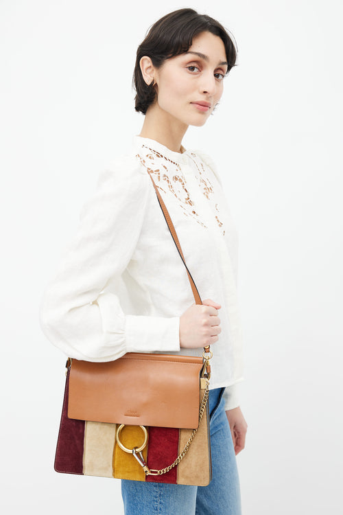 Chloé Multicolour Leather 
Suede Patchwork Faye Crossbody Bag