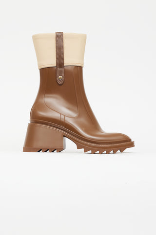 Chloé Brown Rubber 
Canvas Betty Boot