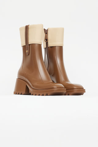 Chloé Brown Rubber 
Canvas Betty Boot