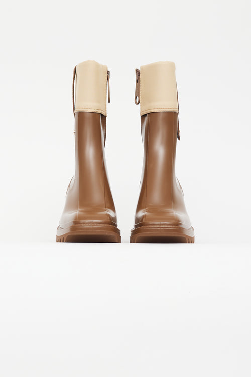 Chloé Brown Rubber 
Canvas Betty Boot