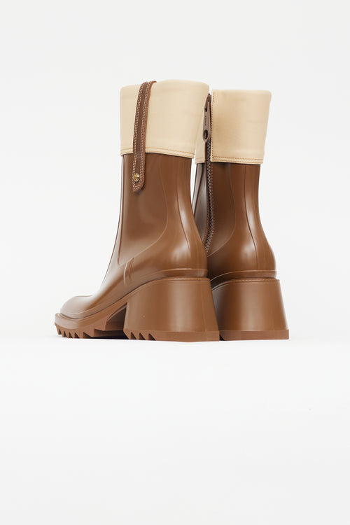 Chloé Brown Rubber 
Canvas Betty Boot