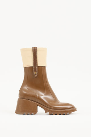 Chloé Brown Rubber 
Canvas Betty Boot