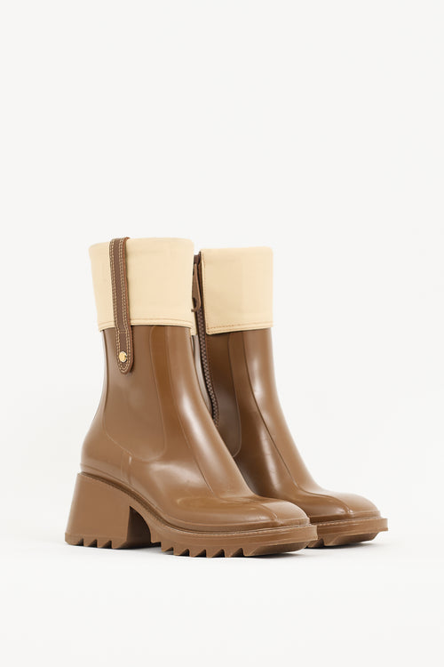 Chloé Brown Rubber 
Canvas Betty Boot