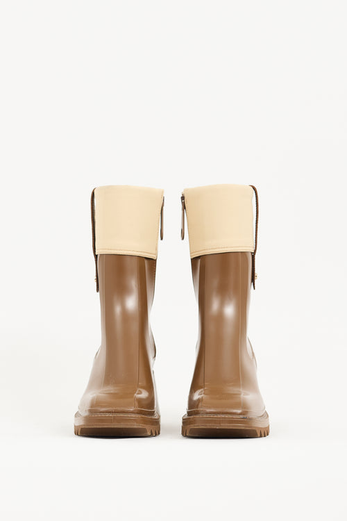 Chloé Brown Rubber 
Canvas Betty Boot