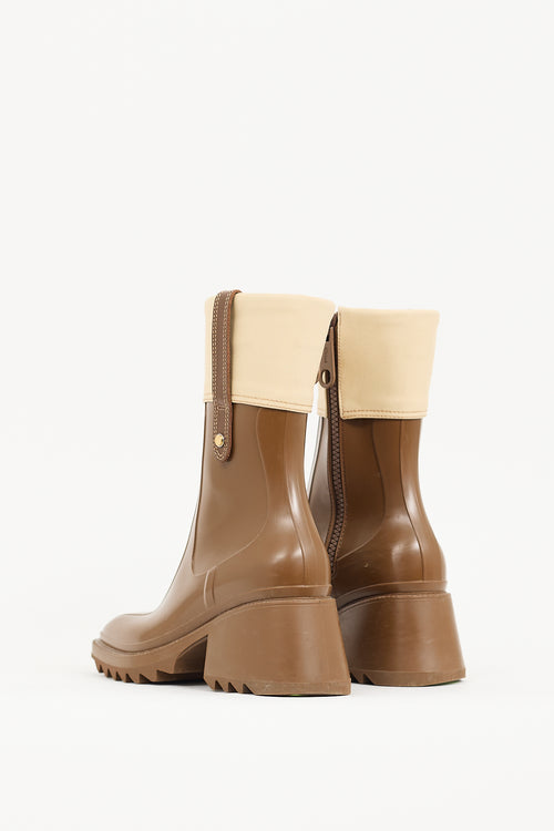 Chloé Brown Rubber 
Canvas Betty Boot