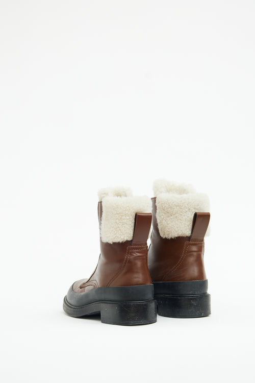 Chloé Brown Sherpa Zip Ankle Boot