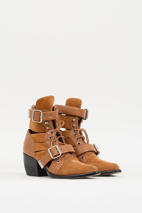 Chloé Brown Suede 
Leather Rylee Boot