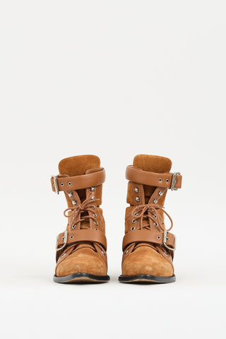 Chloé Brown Suede 
Leather Rylee Boot