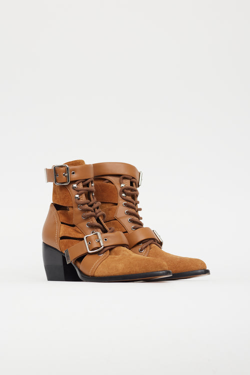 Chloé Brown Suede 
Leather Rylee Boot