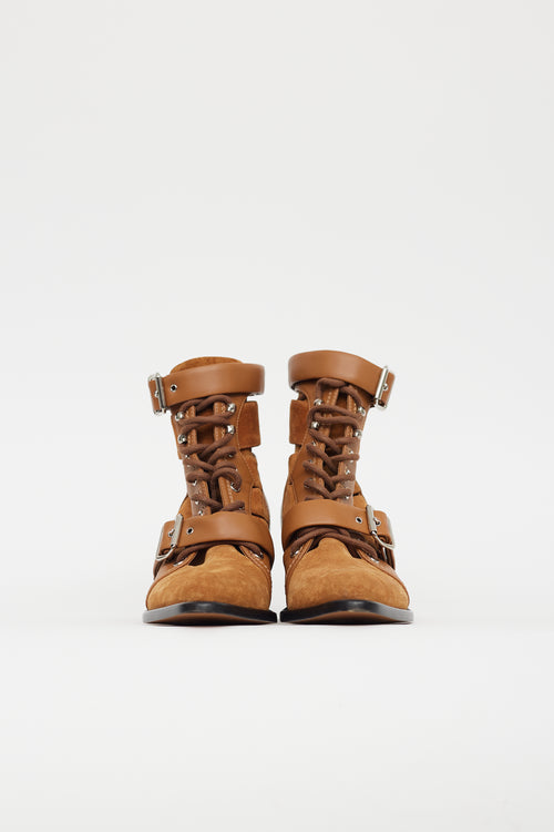 Chloé Brown Suede 
Leather Rylee Boot