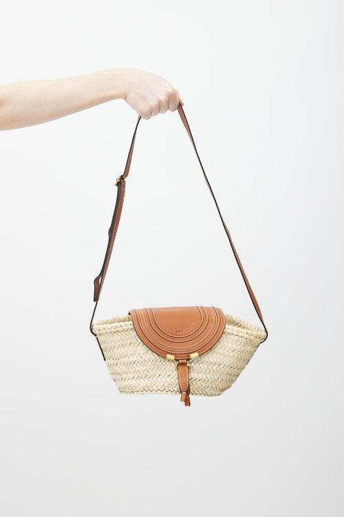 Chloé Brown Woven Marcie Shoulder Bag