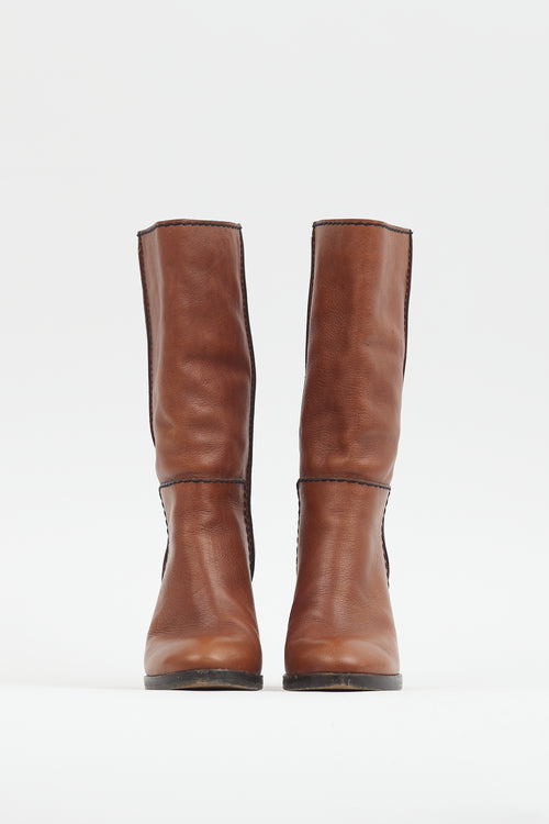 Chloé Brown Leather Heeled Boot