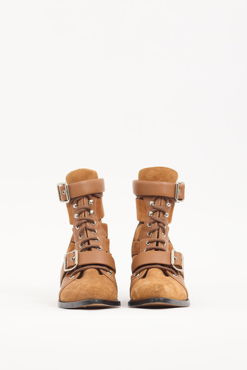 Chloé Brown Suede 
Leather Rylee Boot