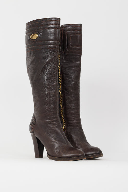 Chloé Brown Leather Knee High Riding Boot