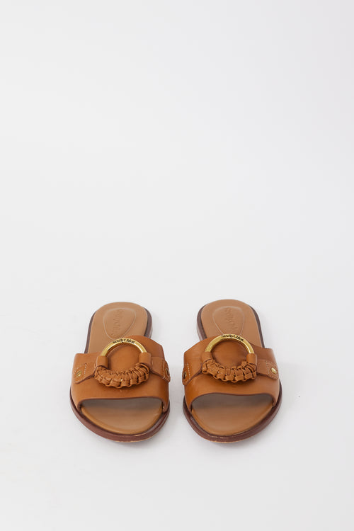 See by Chloé Brown Leather Hana Slide