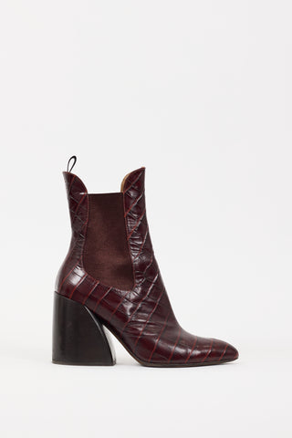 Chloé Burgundy Embossed Leather Chelsea Boot