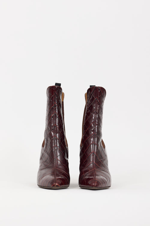 Chloé Burgundy Embossed Leather Chelsea Boot