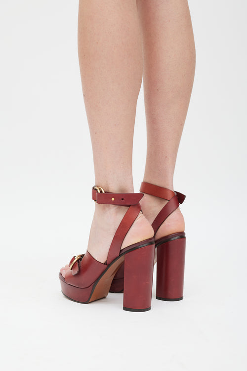 Chloé Burgundy Leather Kingsley Platform Heel