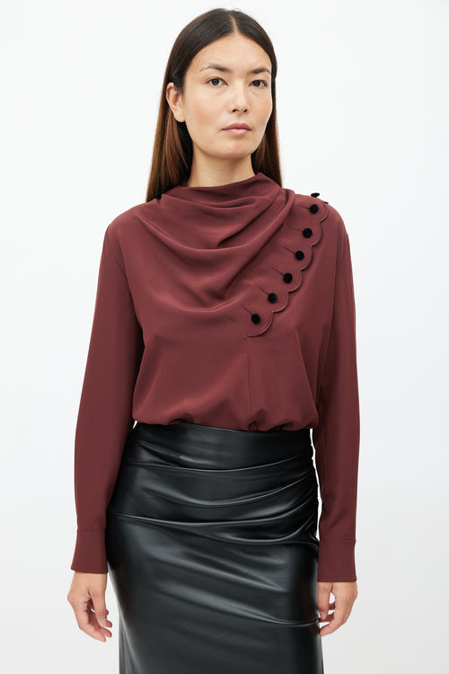 Chloe Burgundy Silk Cowl Top