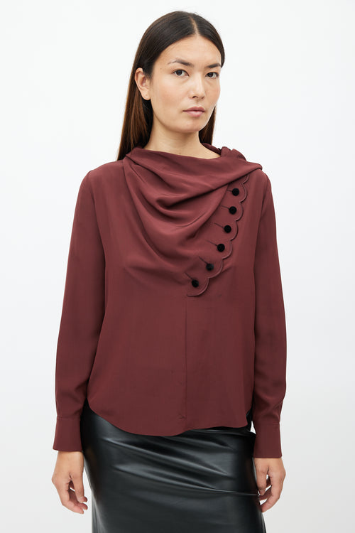 Chloe Burgundy Silk Cowl Top