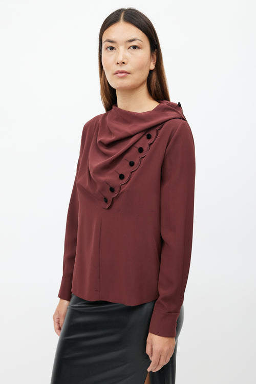 Chloe Burgundy Silk Cowl Top