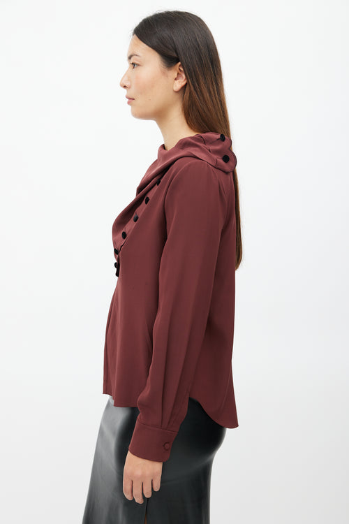 Chloe Burgundy Silk Cowl Top