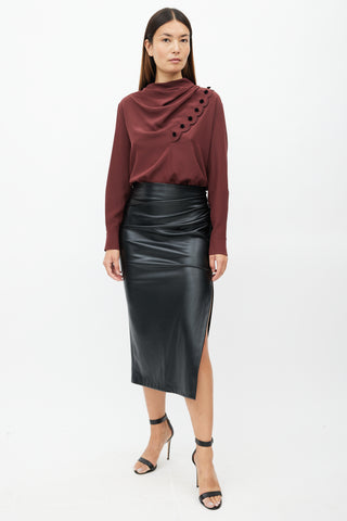 Chloe Burgundy Silk Cowl Top