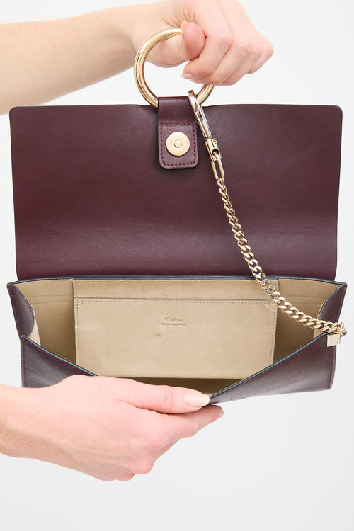 Chloé Burgundy Leather 
Suede Faye Clutch