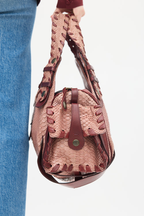 Chloé Burgundy Textured Leather Silverado Bag