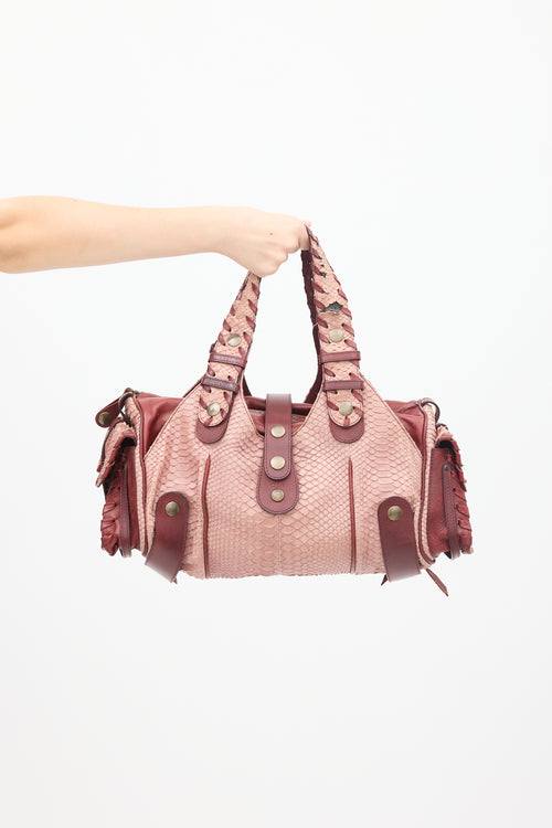 Chloé Burgundy Textured Leather Silverado Bag