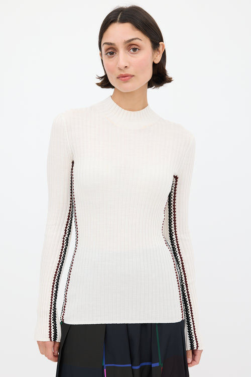 Chloé Cream 
Multicolour Crochet Stripe Top