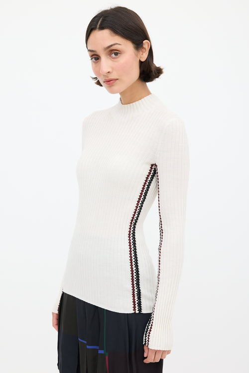 Chloé Cream 
Multicolour Crochet Stripe Top