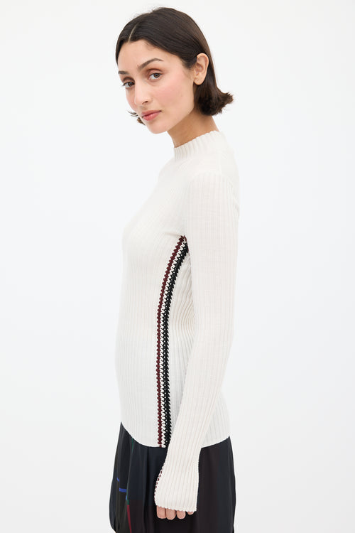 Chloé Cream 
Multicolour Crochet Stripe Top