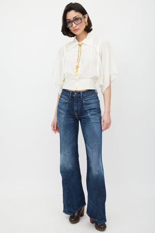 Chloe Cream Silk Gathered Shirt