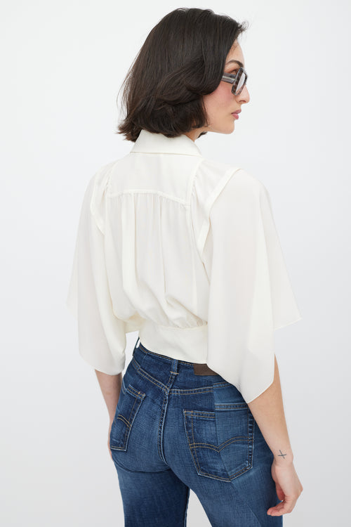 Chloe Cream Silk Gathered Shirt