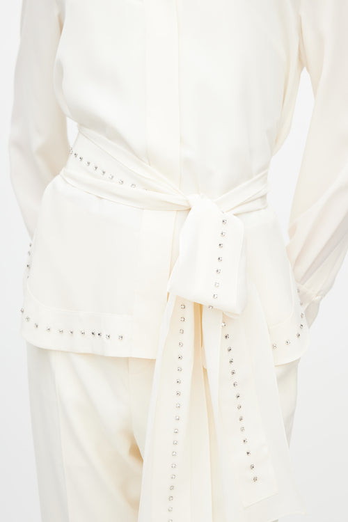 Chloé Cream Silk Rhinestone Co-Ord Set