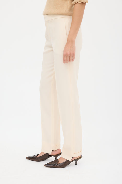 Chloé Cream Uneven Hem Tapered Trouser