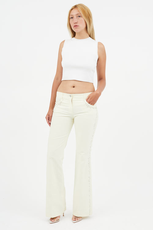 Chloé Cream Studded Flare Trouser