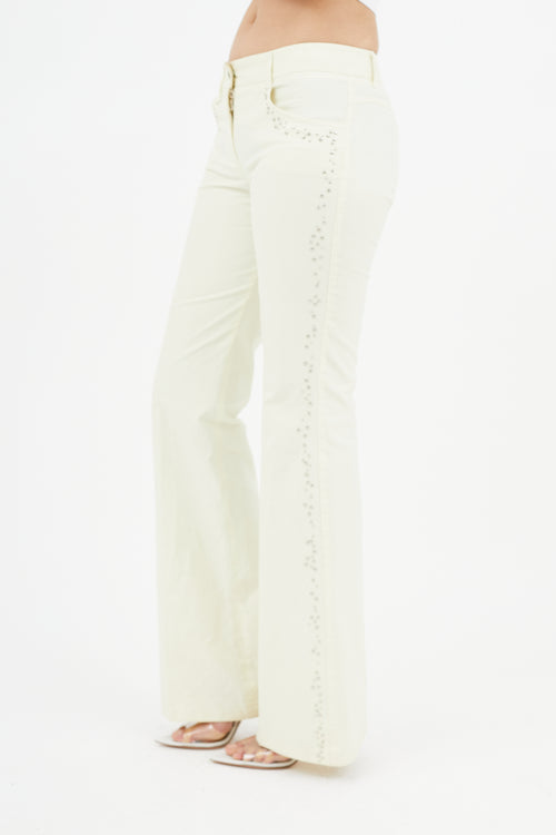 Chloé Cream Studded Flare Trouser