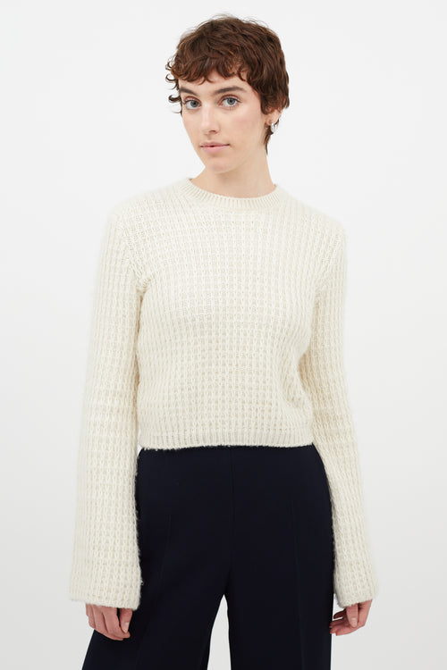 Chloé Cream Wool Cropped Knit Sweater