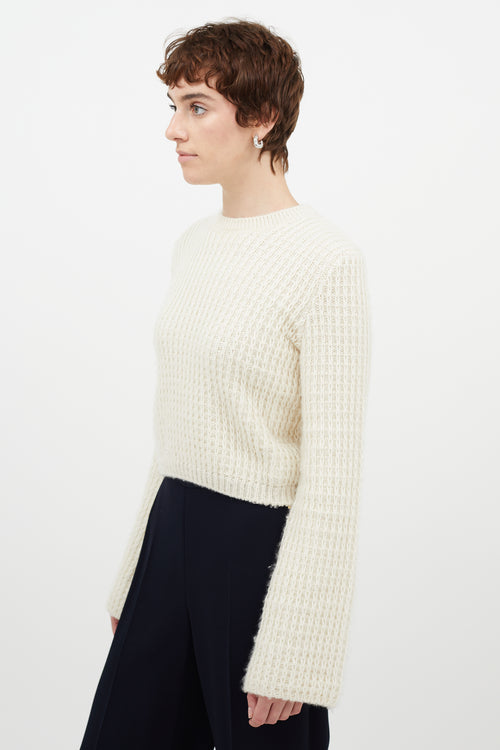 Chloé Cream Wool Cropped Knit Sweater