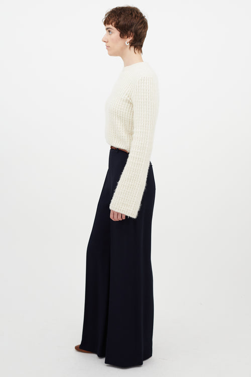 Chloé Cream Wool Cropped Knit Sweater