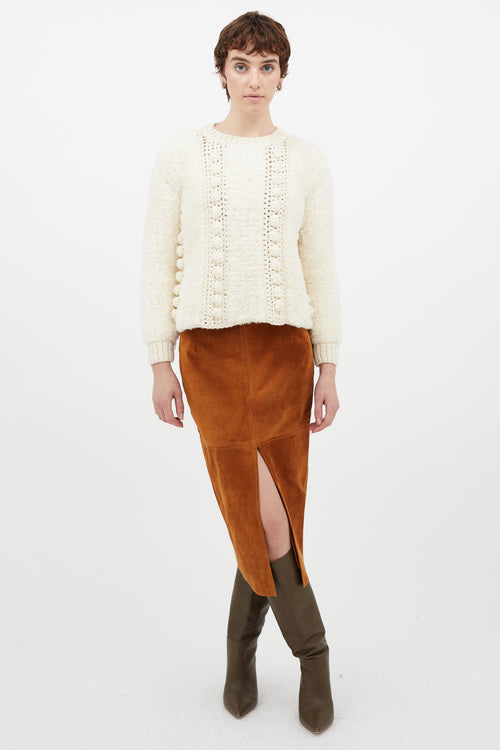 Chloé Cream Wool Fuzzy Knit Sweater