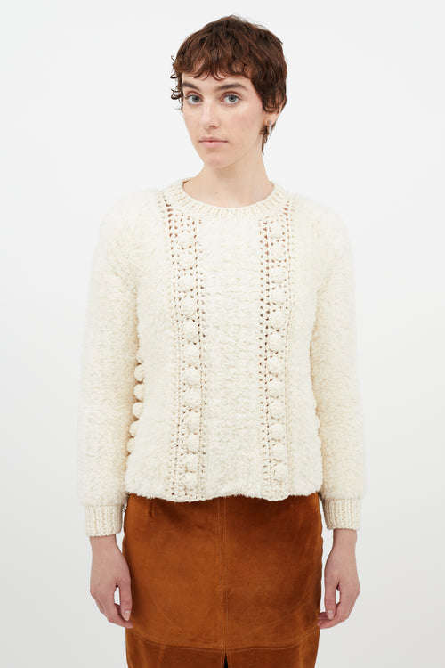 Chloé Cream Wool Fuzzy Knit Sweater